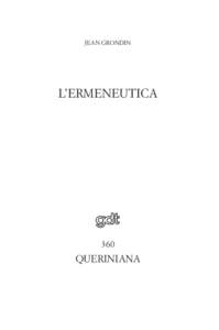 JEAN GRONDIN  L’ERMENEUTICA 360