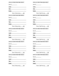 ORYCON PRINTSHOP BID SHEET  ORYCON PRINTSHOP BID SHEET Item #__________