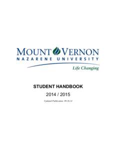 STUDENT HANDBOOK[removed]Updated Publication: [removed] WELCOME	
  FROM	
  STUDENT	
  LIFE	
  
