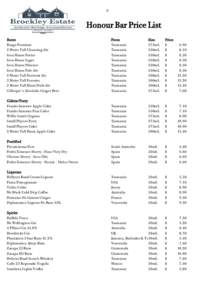  Honour Bar Price List Beers Boags Premium