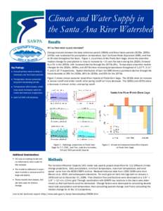 Santa Ana Basin Newsletter Date Climate and Water Supply in the Santa Ana River Watershed Results