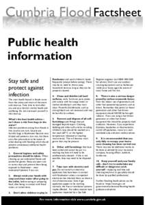 Factsheet Extreme weather in Cumbria Public health information Stay safe and