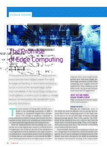 CLOUD COVER  The Promise of Edge Computing Weisong Shi, Wayne State University Schahram Dustdar, TU Wien