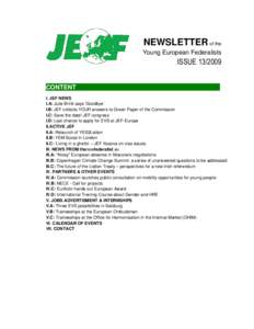 NEWSLETTER of the Young European Federalists ISSUECONTENT