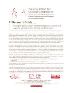 Cultural competence / Health promotion / Cross-cultural studies / National Civilian Community Corps / Cross-cultural communication / Maternal and Child Health Bureau / Linguistic competence / Cultural health / Health equity / Cultural studies / Health / Sociology of culture