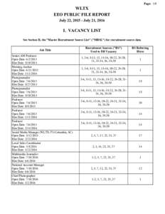 Page: 1/9  WLTX EEO PUBLIC FILE REPORT July 22, July 21, 2016