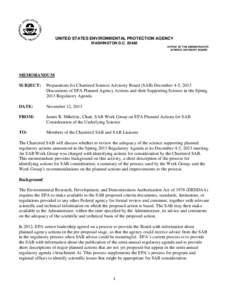 UNITED STATES ENVIRONMENTAL PROTECTION AGENCY WASHINGTON D.C[removed]OFFICE OF THE DMINISTRATOR SCIENCE ADVISORY BOARD  MEMORANDUM