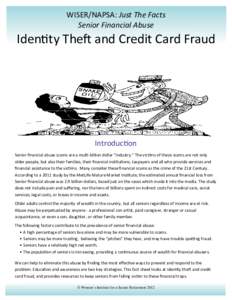    WISER/NAPSA: Just The Facts  Senior Financial Abuse   Iden ty The  and Credit Card Fraud 