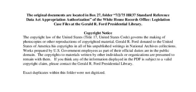 [removed]HR37 Standard Reference Data Act Appropriation Authorization