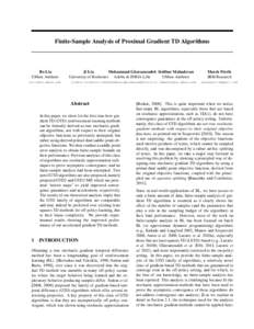 Finite-Sample Analysis of Proximal Gradient TD Algorithms  Bo Liu UMass Amherst 