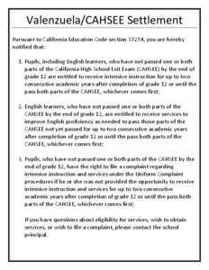 Microsoft Word - Valenzuela CAHSEE Settlement
