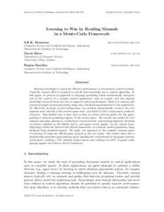 Journal of Artificial Intelligence Research[removed]704  Submitted 09/11; published[removed]Learning to Win by Reading Manuals in a Monte-Carlo Framework