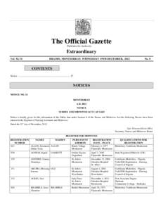 Wednesday, 19th December, 2012  The Official Gazette Published by Authority  Extraordinary