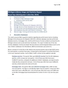 Page 1 of 10  Michigan eLibrary Usage and Statistics Report Fiscal Year 2014 Quarter 1 (Oct-Dec[removed]I. II.