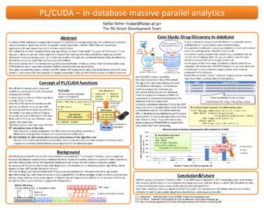 PL/CUDA – In-database massive parallel analytics KaiGai Kohei <> The PG-Strom Development Team Case Study: Drug-Discovery In-database