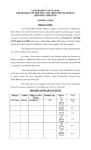 1  GOVERNMENT OF PUNJAB DEPARTMENT OF HOUSING AND URBAN DEVELOPMENT (HOUSING-1 BRANCH) NOTIFICATION