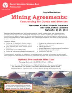 Rocky Mountain Mineral Law Foundation www.rmmlf.org Special Institute on