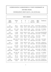 INTERNATIONAL ASTRONOMICAL UNION COMMISSION 26 (DOUBLE STARS) INFORMATION CIRCULAR No[removed]JUNE[removed]NEW ORBITS