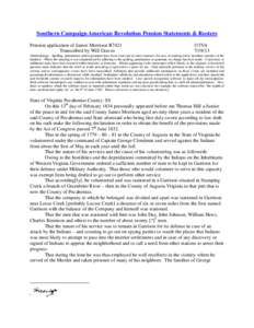 Southern Campaign American Revolution Pension Statements & Rosters Pension application of James Morrison R7421 Transcribed by Will Graves f15VA[removed]