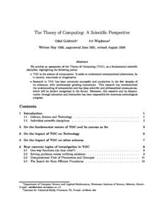 The Theory of Computing: A S
ienti
 Perspe
tive Oded Goldrei
h   Avi Wigderson