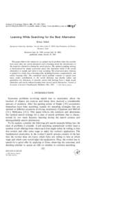 Multi-armed bandit / Expected value / Decision theory / Search theory / Secretary problem / Statistics / Stochastic optimization / Machine learning