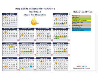 Holy Trinity Catholic School Division[removed]July 2013 Su M 1 7 8