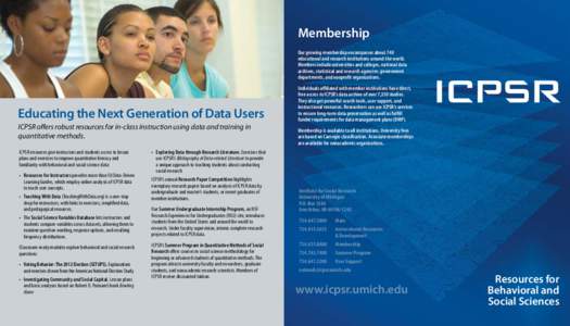 University of Michigan / Inter-university Consortium for Political and Social Research / Family / Data sharing / Data management plan / Children of Immigrants Longitudinal Study / National Longitudinal Study of Adolescent Health / DSDR Data Sharing for Demographic Research / UK Data Archive / Information / Demography / Data