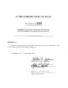 Approval of Local E-Filing Rules for the County Courts at Law of Travis County