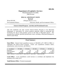 HB 696 Department of Legislative Services Maryland General Assembly 2008 Session FISCAL AND POLICY NOTE Revised