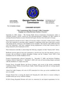 Contact: Bill Edge Phone[removed]www.psc.state.ga.us Georgia Public Service Commission