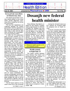 Canada’s Health Newsweekly  Health Edition