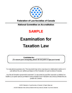 Federation of Law Societies of Canada National Committee on Accreditation SAMPLE  Examination for