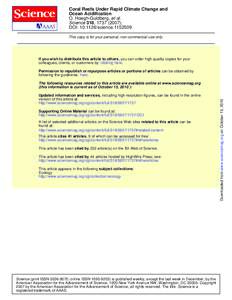 Coral Reefs Under Rapid Climate Change and Ocean Acidification O. Hoegh-Guldberg, et al. Science 318, [removed]); DOI: [removed]science[removed]This copy is for your personal, non-commercial use only.