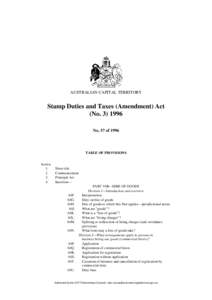 AUSTRALIAN CAPITAL TERRITORY  Stamp Duties and Taxes (Amendment) Act (No[removed]No. 57 of 1996