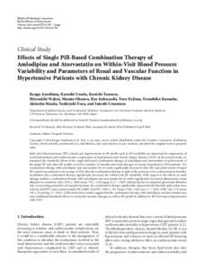 Effects of Single Pill-Based Combination Therapy of Amlodipine and Atorvastatin on Within-Visit Blood Pressure Variability and Parameters of Renal and Vascular Function in Hypertensive Patients with Chronic Kidney Diseas
