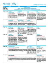 Agenda – Day 1 Streams Coaching  Saturday 22 February, 2014