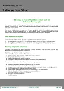 Licensing of Users of Radiation Sources used for Industrial Radiography – Information sheet