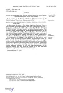 Witchcraft / Salem / National Historic Sites / Consolidated Natural Resources Act / Massachusetts / Geography of the United States / Salem /  Massachusetts