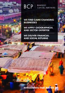 We find game-changing businesses We apply geographical and sector expertise We deliver financial and social returns