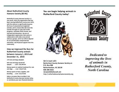 About Rutherford County   Humane Society (RCHS)  You can begin helping animals in  Rutherford County today!  