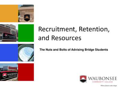 Recruitment, Retention, and Resources The Nuts and Bolts of Advising Bridge Students Waubonsee Community College