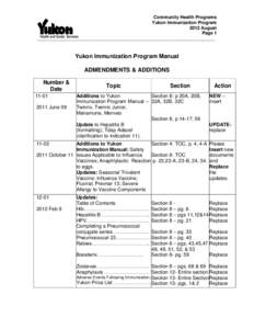 Yukon Immunization Program Manual