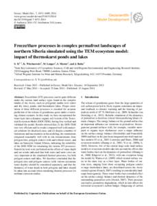 Geosci. Model Dev., 7, 1671–1689, 2014 www.geosci-model-dev.net[removed]doi:[removed]gmd[removed] © Author(s[removed]CC Attribution 3.0 License.  Freeze/thaw processes in complex permafrost landscapes of