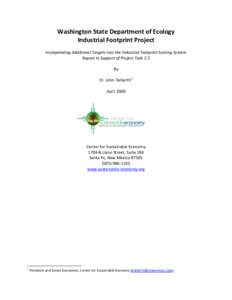 Washington State Department of Ecology  Industrial Footprint Project    Incorporating Additional Targets into the Industrial Footprint Scoring System  Report In Support of Project Task 2.5   