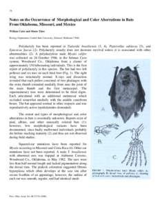 Notes on the Occurence of Morphological and Color Aberrations in Bats from Oklahoma, Missouri, and Mexico