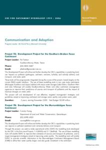 CRC FOR CATCHMENT HYDROLOGYCurrent ProjectsCommunication and Adoption