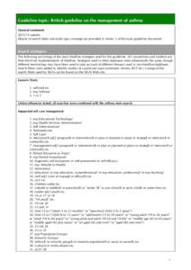 Guideline topic: British guideline on the management of asthma General commentsupdate. Details of search dates and study type coverage are provided in Annex 1 of the main guideline document  Search strategies