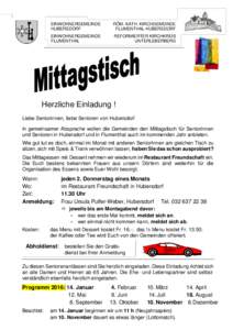 EINWOHNERGEMEINDE HUBERSDORF RÖM. KATH. KIRCHGEMEINDE FLUMENTHAL-HUBERSDORF