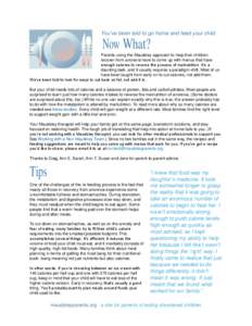 You’ve been told to go home and feed your child  Now What? Parents using the Maudsley approach to help their children recover from anorexia have to come up with menus that have enough calories to reverse the process of