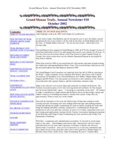Grand Manan Trails. Annual Newsletter #10. NovemberGrand Manan Trails. Annual Newsletter #10 October 2002 Contents: